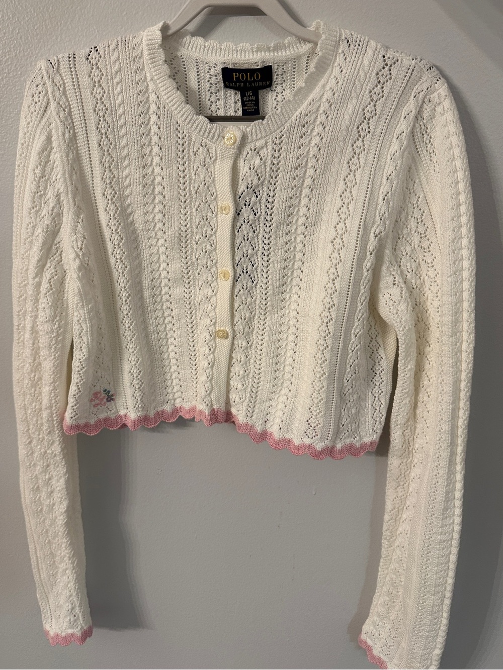 Polo Ralph Lauren ~ Girl’s White/Cream Button-Down Cardigan - Size 12/14 - New